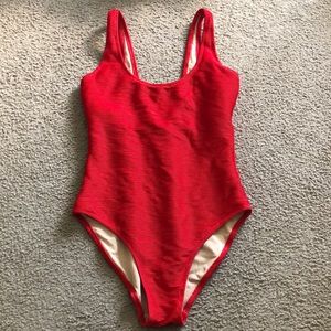 red one piece bathing suit